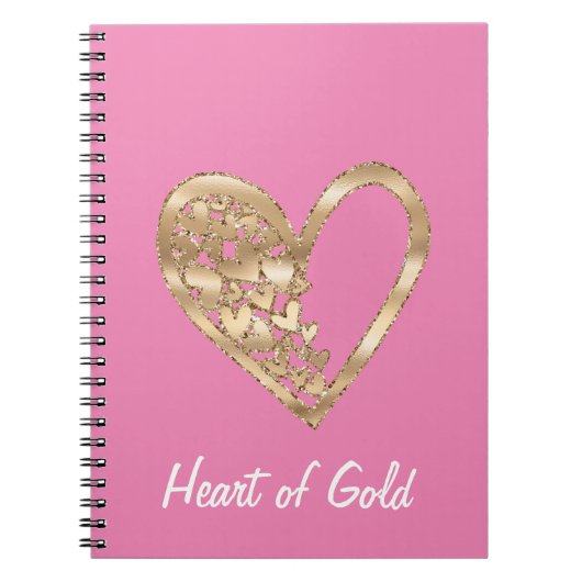 Chic roze hart van goud notitieboek (Voorkant)