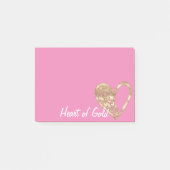 Chic roze hart van goud post-it® notes (Voorkant)