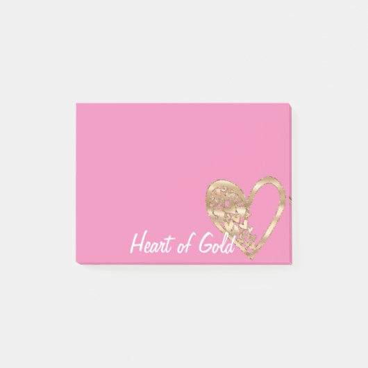 Chic roze hart van goud post-it® notes (Voorkant)