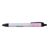 Chic roze holographic Glitter Drivers Zwarte Inkt Pen (Bovenkant)