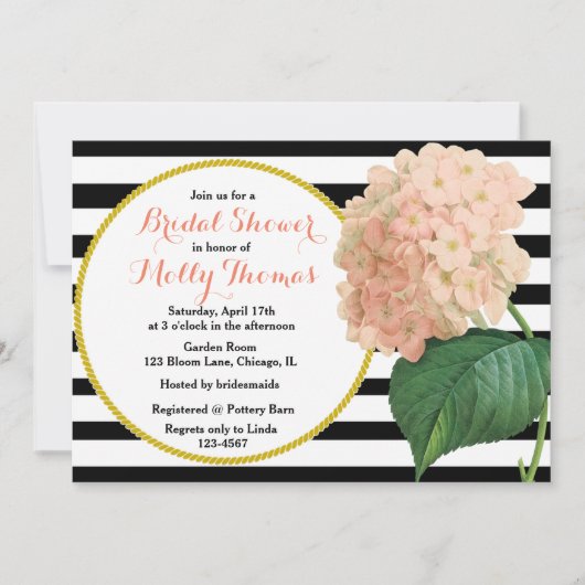 Chic Roze Hydrangea bruiloft Vrijgezellenfeest Kaart (Voorkant)