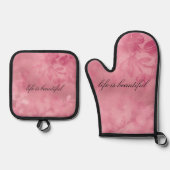 Chic Roze Kant Ovenwant & Pannenlap Set (Voorkant)