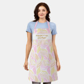 Chic roze Leaf Pattern Custom Spa Cafe Name Schort (Gedragen)