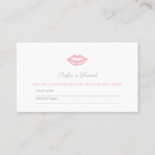 Chic roze Lips Simple Cosmetology Friend Reference Aanbevelingskaartje