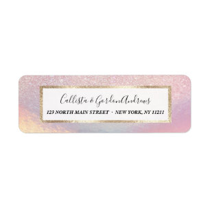 Chic roze litter Iridescent Holographic Gradient Etiket