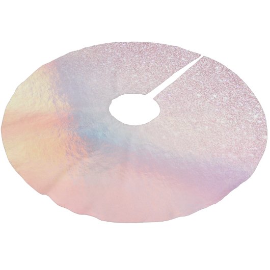 Chic roze litter Iridescent Holographic Gradient Kerstboom Rok (Gekanteld)