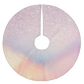 Chic roze litter Iridescent Holographic Gradient Kerstboom Rok (Voorkant)