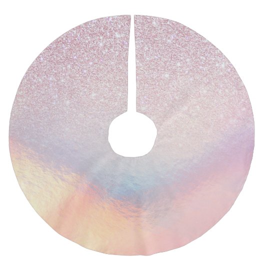 Chic roze litter Iridescent Holographic Gradient Kerstboom Rok (Voorkant)
