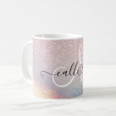 Chic roze litter Iridescent Holographic Gradient Koffiemok (Voorkant links)