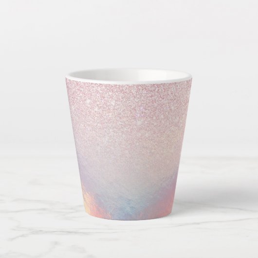 Chic roze litter Iridescent Holographic Gradient Latte Mok (Voorkant)