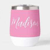 Chic Roze Meisjes Naam Wit Script Gepersonaliseerd (Voorkant)
