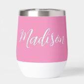 Chic Roze Meisjes Naam Wit Script Gepersonaliseerd (Achterkant)