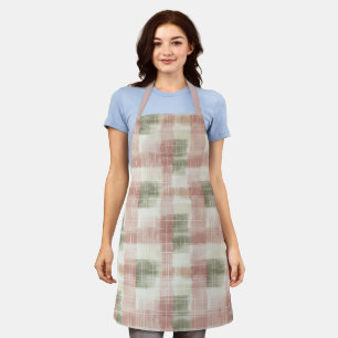 Chic Roze Mint Crème Plaid Strepen Schort