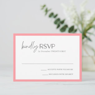 Chic Roze Moderne bruiloft RSVP Kaartje