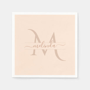 Chic roze Monogram Script Name Feminine Servet