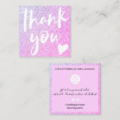 Chic roze paarse glitter elegant modern bedankt vierkante visitekaartje (Voorkant / Achterkant)