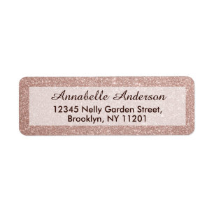 Chic roze Rose Gold Glitter Sparkle Personated Etiket