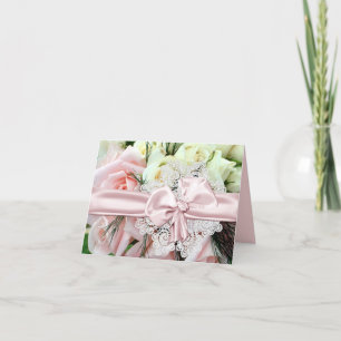 Chic roze Roses Wedding Note Kaart