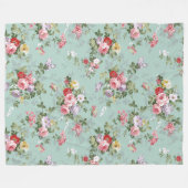 Chic   roze roze rozen bloempatroon fleece deken (Voorkant (Horizontaal))