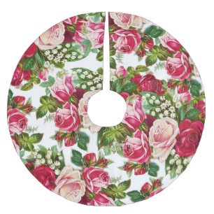 Chic roze roze rozenpatroon kerstboom rok
