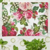 Chic roze roze rozenpatroon theedoek (Gevouwen)