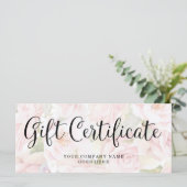 Chic roze rozen en Trendy Script Cadeaucertificaat (Staand voorkant)