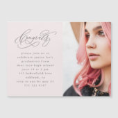 Chic Roze Script Foto Afstuderen Magnetische Uitno (Voorkant)