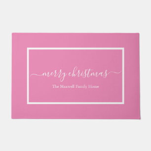 Chic roze script naam Merry Kerstry Deurmat