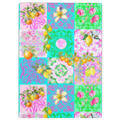 Chic roze Siciliaanse citrus collage bloemige tege Klembord (Achterkant)