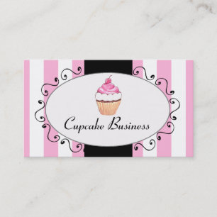 Chic roze stripes Cupcake Visitekaartje