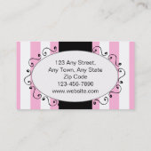 Chic roze stripes Cupcake Visitekaartje (Achterkant)