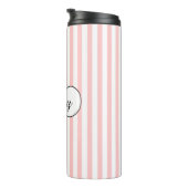 Chic roze stripes gepersonaliseerd thermosbeker (Geroteerd rechts)