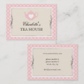 Chic roze Teapot Tea Cafe Visitekaartje (Voorkant / Achterkant)