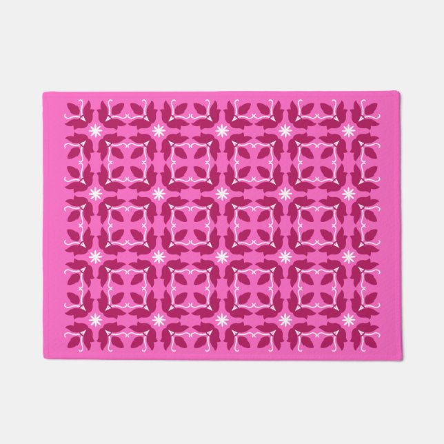 Chic roze Tegel Flowers Pattern Small Deuren Deurmat (Voorkant)