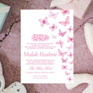 Chic Roze Vlinders Islamitische Aqiqa Aqeeqah Kaart