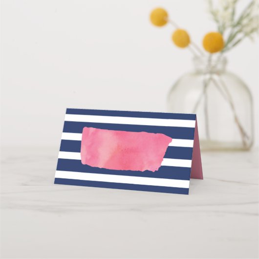 Chic Roze Waterverf en Blauwe Strepen (Voorkant)