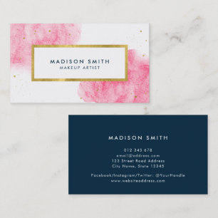 Chic roze Waterverf Faux Gold Visitekaartje