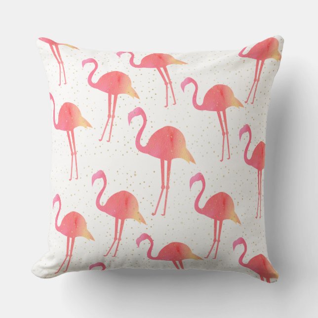 Chic roze Waterverf Flamingo patroon Kussen (Voorkant)