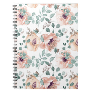 Chic roze Waterverf Flowers Notitieboek
