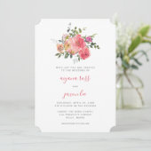 Chic Roze Waterverf Peony Bouquet bruiloft Kaart (Staand voorkant)