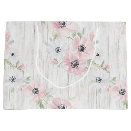 Chic Roze Witte Bloemen Bruidsmeisjesfeest Groot Cadeauzakje (Voorkant)