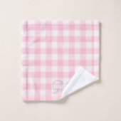 Chic roze witte gingham monogram naam bad handdoek (Wasdoekje)