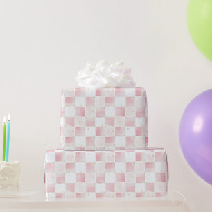 Chic Roze Witte Pleinen Verjaardag Cadeaupapier