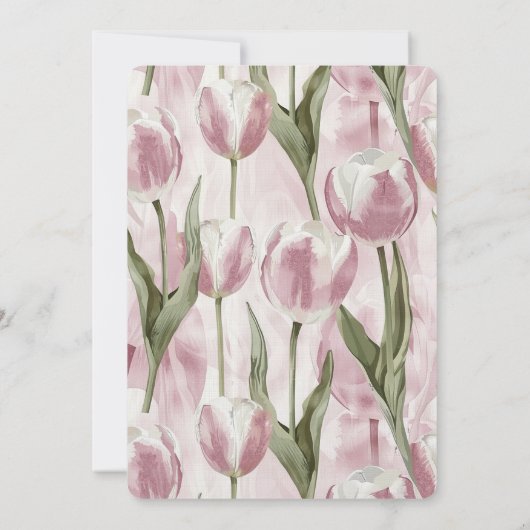 Chic Roze Witte Tulp Bloemen Huwelijk Kaart (Achterkant)