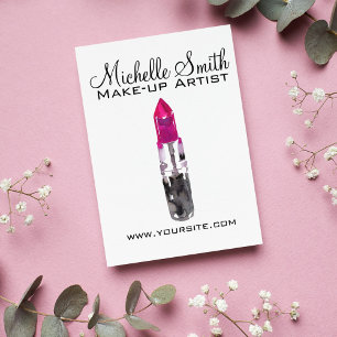 Chic roze zwart zilveren waterverf lipstick Make-u Briefkaart