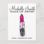 Chic roze zwart zilveren waterverf lipstick Make-u Briefkaart (Voorkant)