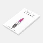 Chic roze zwart zilveren waterverf lipstick Make-u Post-it® Notes (Schuin)