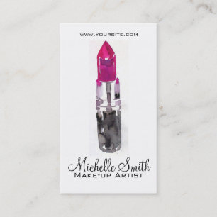 Chic roze zwart zilveren waterverf lipstick Make-u Visitekaartje