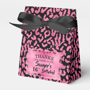 Chic roze zwarte luipaard afdrukken bedankdoosjes