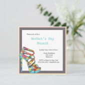 Chic Rozen High Heel Moederdag Brunch Kaart (Staand voorkant)